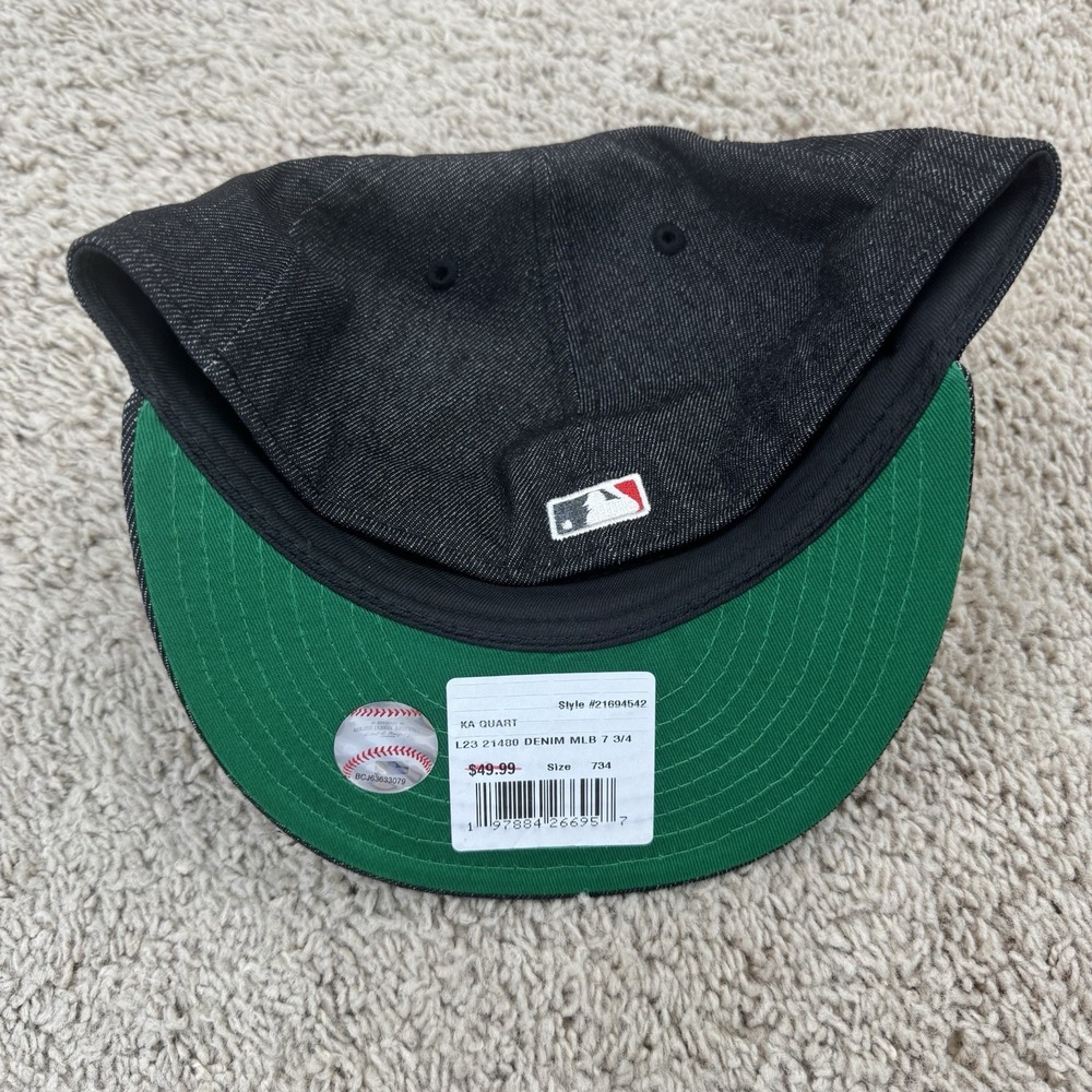 Atlanta Braves Hat New‎ Era 7 3/4 Black Denim Team Logo 1999 World Series Patch - Picture 6 of 9